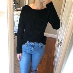 Fuzzy Black Crewneck Sweater